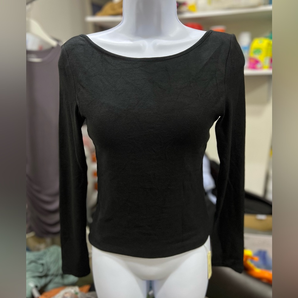 OGL Black Long Sleeve Scoop Neck Top